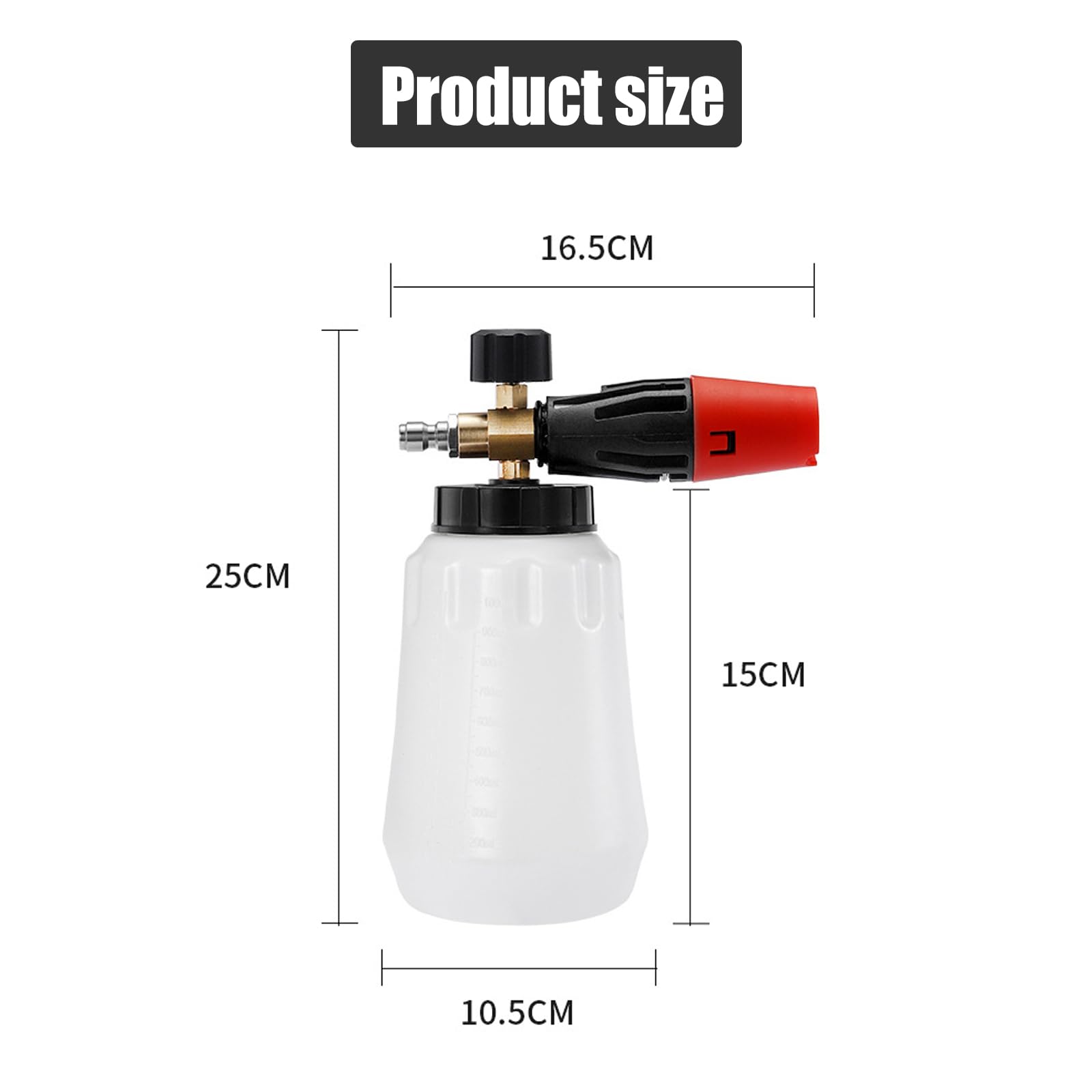 Snow Foam Gun, 1000ml Heavy Duty Foam Cannon Sprayer, Adjustable Snow Foam Lance for Pressure Washer 1/4" Quick Connector - Image 2
