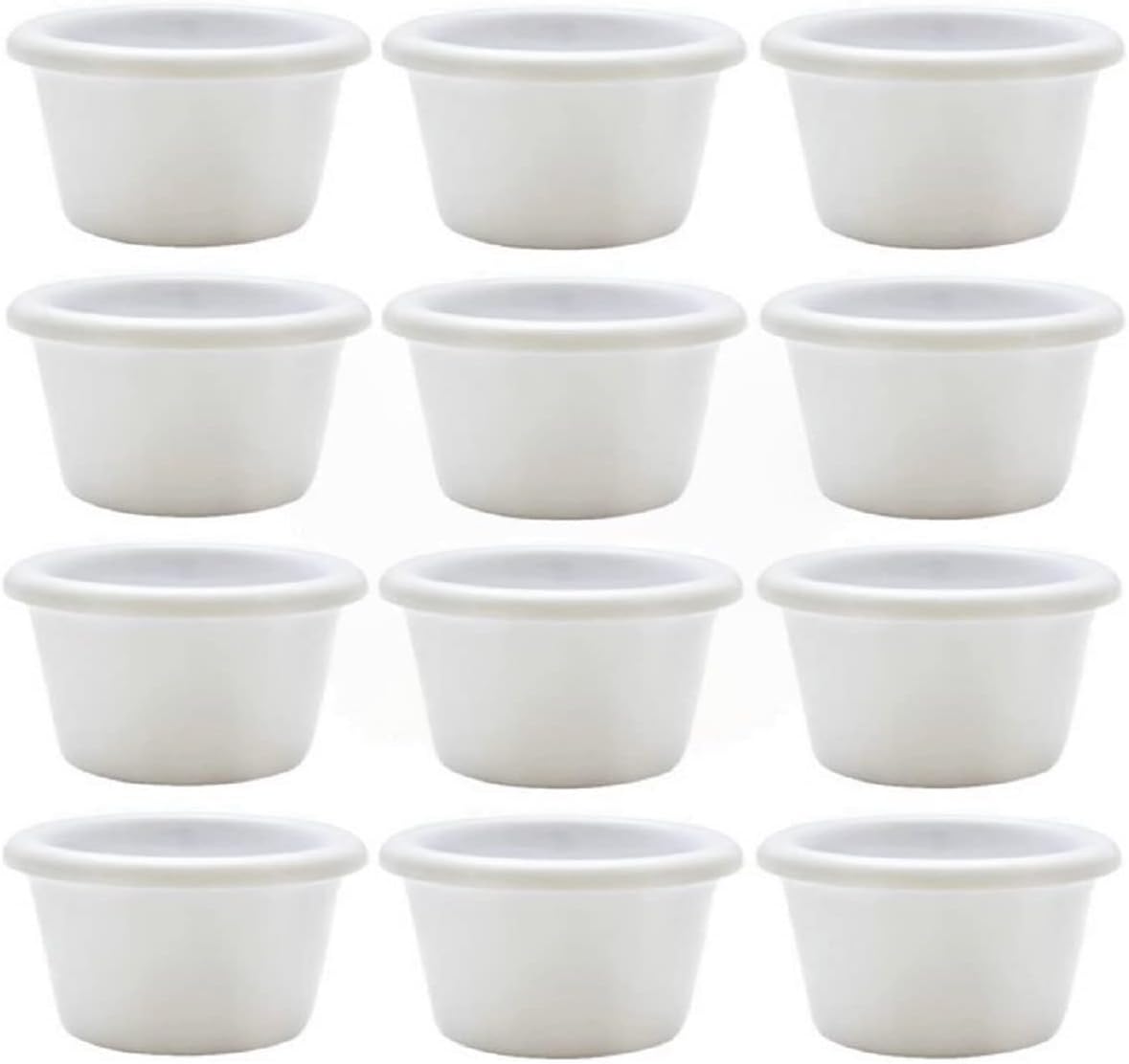 TrueCraftware- 6 oz. Smooth Ramekin Melamine White Color Set of 12- Plastic Ramekin Dipping Sauce Cup Portion Dipping Sauce Cups Individual Condiment cups For Catering Kitchen Restaurant