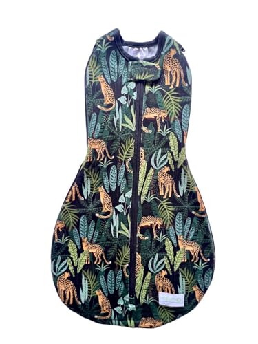Image of Woombie Grow with Me Baby Swaddle - Convertible Self-Soothing Swaddle Fits Babies 0-18 Months - Expands to Hands-Free, Legs-Out Wearable Blanket - Jungle Jaguar