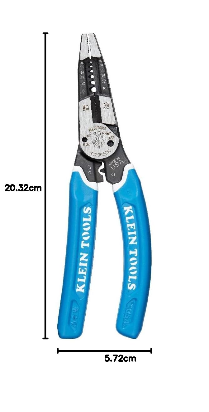 Klein Tools K12065CR narzędzie do ściągania izolacji/obcinarki, do cięcia, ściągania, zaciskania, skręcania (8-18 AWG solidne, 10-20 AWG)