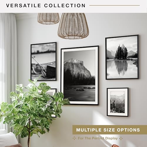Image of MCS Everline Collection 28x34 Matted Poster Frame with 24x30 Picture Display, Black Vertical & Horizontal Wall Hanging Large Frame for Photos, Posters & Art Prints (1-Pack)