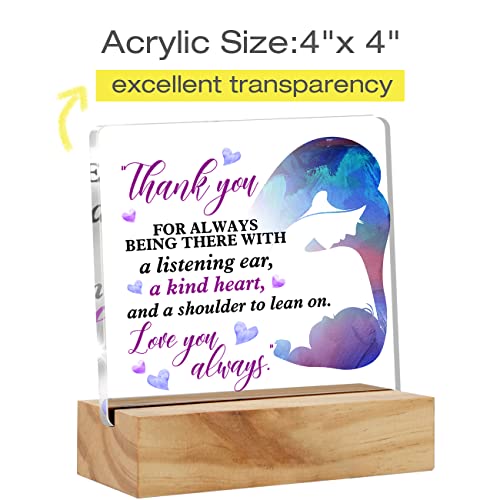 Mom Gift From Son Daughter, Thank You Mom Gifts Clear Desk Decorative Sign For Mother’s Day Christmas Birthday, Mother Keepsake Acrylic Plague With Wooden Stand #TOP1