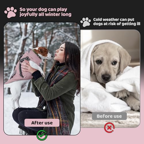 ZoneYan Hundejacke Winterweste Jacken, Warme Reflektierend Hundemäntel mit Geschirr Wasserdicht, Hundekleidung Winter, Hundepullover für Kleine und Mittelgroße Hunde & Welpen, XL