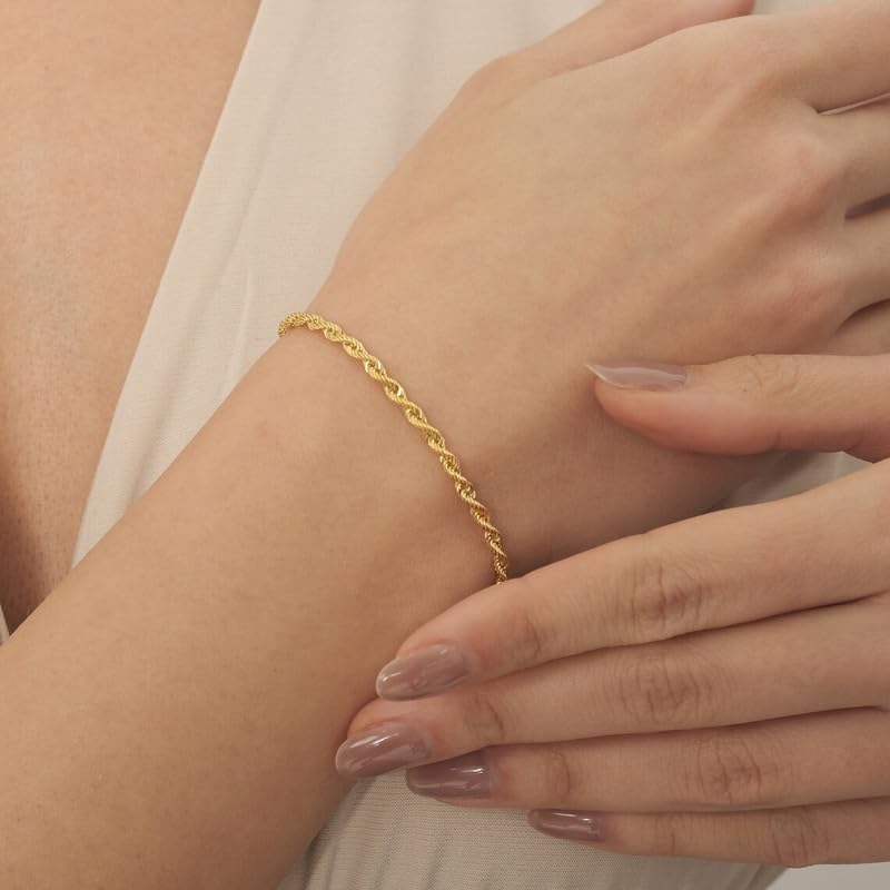 Miniatura 4 de Waitsoul SparklingRopeBox Bracelet for Women Men 2mm 2.5mm 3mm 5mm Diamond-Cut SilverGold SparklingBoxRope Chain Bracelet for Gril 6.577.588.59 Inch