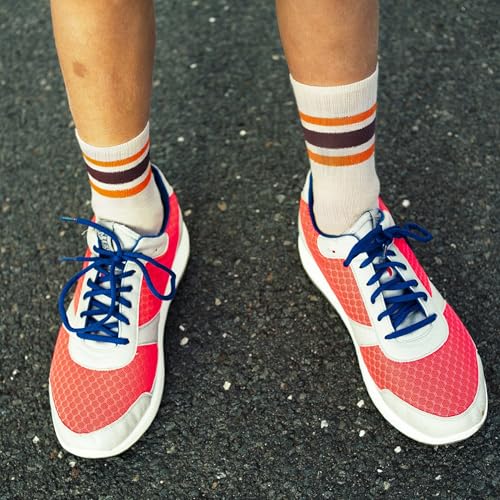 Image of American Trends Womens Novelty Striped Crew Socks Athletic Vintage Slouch Mid Calf Tube Socks
