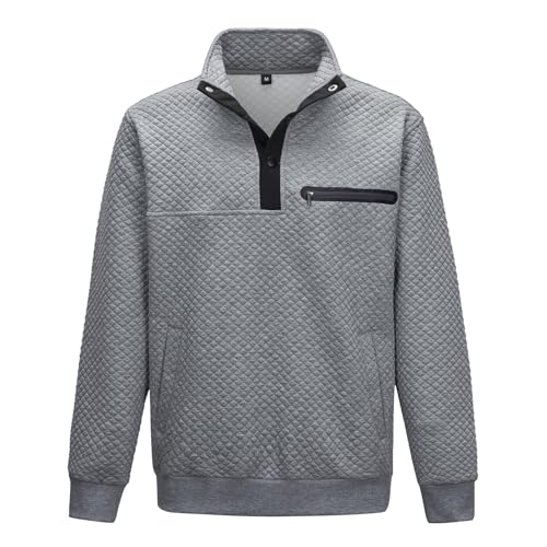 LBL Leading the Better Life Mens Sweatshirt Fashion Stand Collar Button Pullover Sweatshirts with Pockets 6