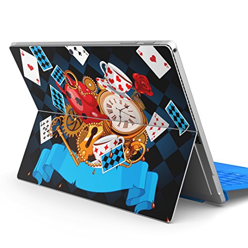igsticker Surface pro7 (2019) pro6 pro2017 pro4 専用 スキンシール サーフェス ノートブック ノートパソコン カバー ケース フィルム ステッカー アクセサリー 保護 010293 トランプ 童話 時計