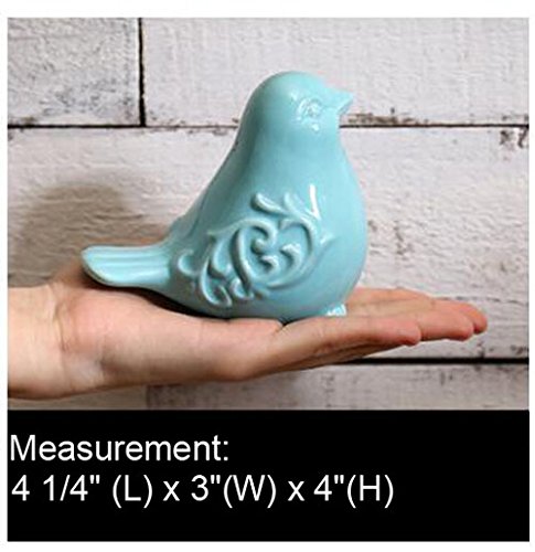 Kiaotime New French Garden Cottage Bird Figurine Decorative Blue Glazed Ceramic Bird Figurine, Bird Statue, Bird Sculpture Home Garden Wedding Decor (Blue) #TOP6