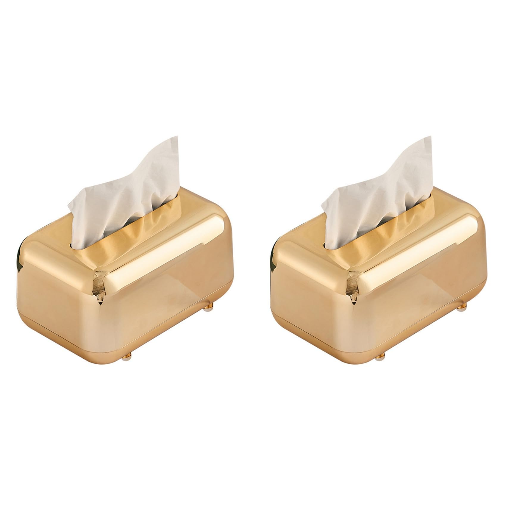 Vjsujehgy 2X Luxury Golden Tissue Boxes Storage Napkin Holder Paper Case Organizer Ornament Craft Desktop
