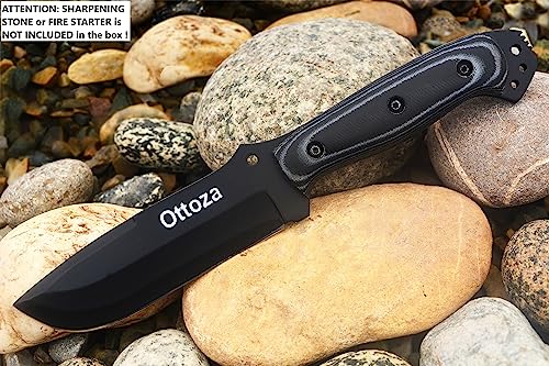 Ottoza Fixed Blade Hunting Knife with Leather Sheath and Horizontal Carry - Full Tang Outdoor Survival and Camping Knife for Men - Micarta Handle 312 by Ottoza - Image 6