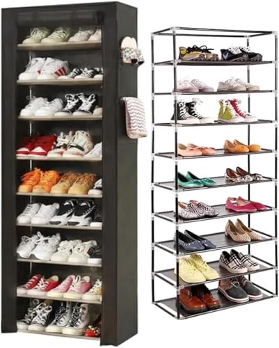 Sapateira Dobrável Zíper 9 Prateleiras Para 27 Pares – Organizador de Sapatos Compacto e Resistente