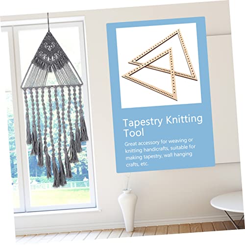 Magiclulu 2Pcs Tapestry Weaving Tools Woven Tapestry Braid Tool Knitting Loom Dream Catcher Hoops Triangle Dream Catcher Frame Wooden Weaving Loom Frame Handmade Tapestry Supply Wooden Khaki #TOP1