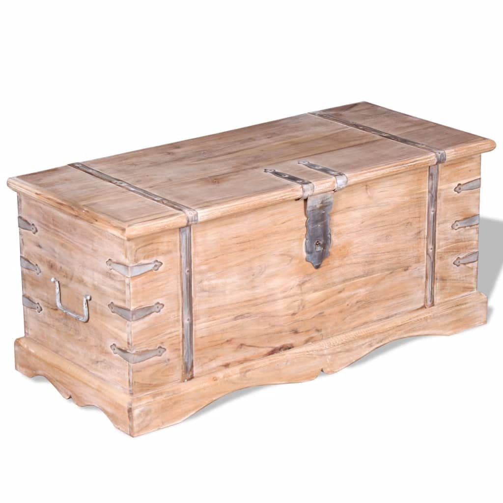 vidaXL Massivholz Aufbewahrungstruhe Holztruhe Couchtisch Beistelltisch Akazie, Klein, Für Werkzeuge und Geräte im Garage oder für den Transport von zerbrechlichen Gegenständen