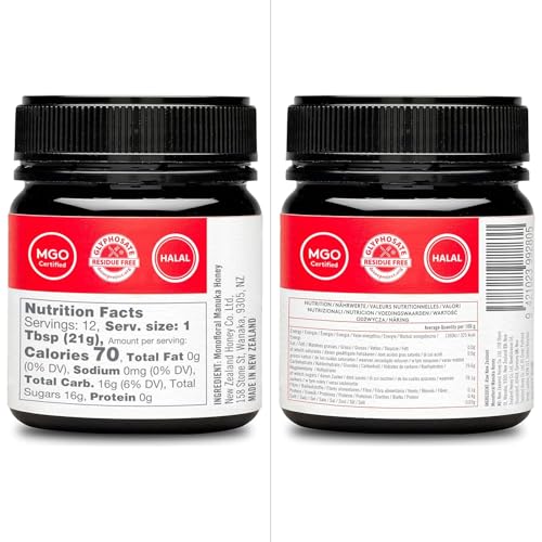 New Zealand Honey Co. Manuka Honig MGO 514+ / UMF 15+ | Aktiv und Roh - Hergestellt in Neuseeland - Zertifiziertem Methylglyoxal Gehalt - 250g - Manuka Honig 550 - Raw Honey - Rohhonig