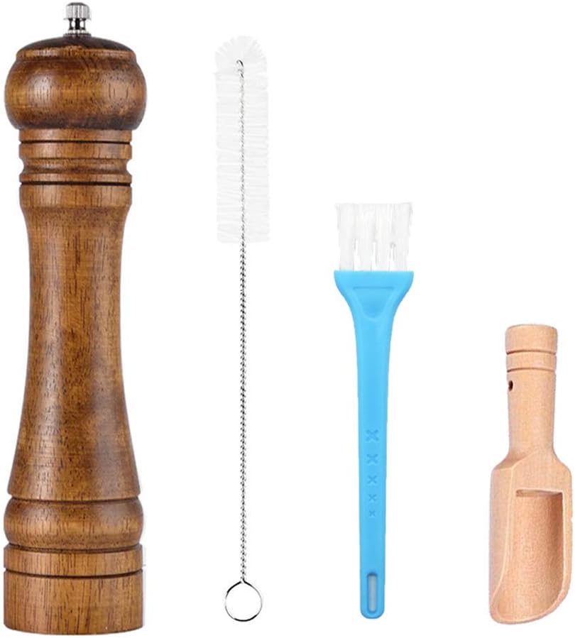 Allpdesky 10" Pepper Grinders, Pepper Mills Shakers with Cleaning Brush, Ceramic Rotor with Strong Adjustable Coarseness