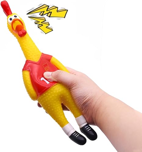 Miniatura 4 de POPLAY Juguetes de goma de 14 pulgadas para mascotas de látex de grado de pollo, novedosos juguetes para mascotas para todos los grupos de edad,