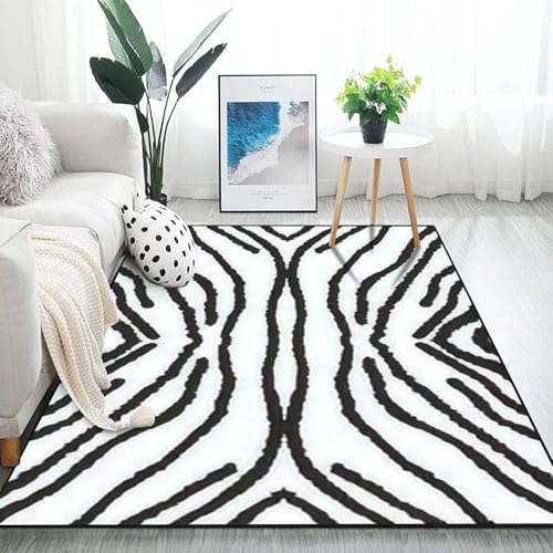 Tapis de salon 180x280 cm lavable en flanelle à rayures - 4