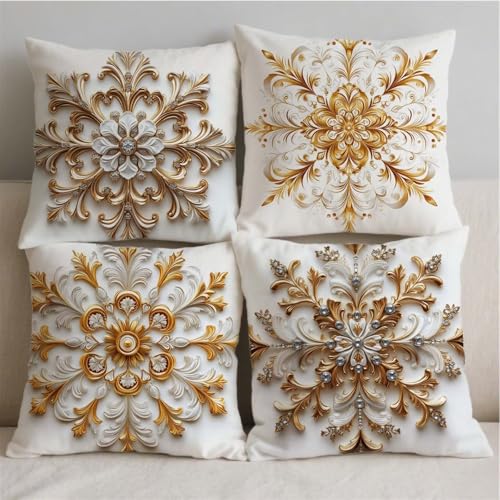 Housse de coussin 40x40cm lot de 4 en lin bohème rétro S95