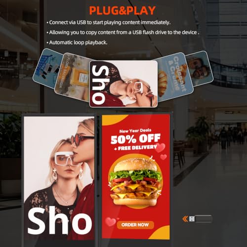 Image of Touch Screen Digital Kiosk, 65 Inch Interactive Digital Signage Display for Retail, Mall, Office Lobby, Events, Advertising Board with Built-in Media Player