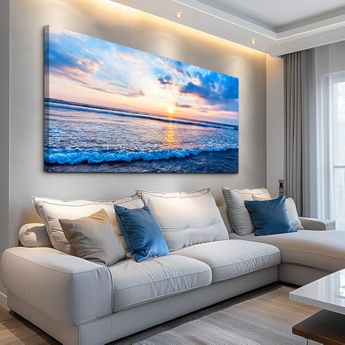 Canvas Wall Art for living room blue beach ocean sea waves landscape Wall Decor Ready to Hang Home Decorations bedroom kitchen bathroom inspirational Canvas prints posters painting wall mural Artwork