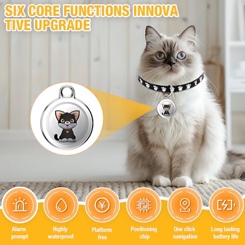 NAVESO Mini Gps Tracker Katze Hund, Katzen Tracker Ohne Abo, Katzentracker Klein Gps mit Halsband, Haustier Trackerfür Katzen, Hunde, Schlüsselschnalle,Echtzeit-Standortverfolgung,Ip65 Wasserdichter