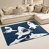 Sunlome Danger Shark Pattern Area Rug Rugs Non-Slip Indoor Outdoor Floor Mat Doormats for Home Decor 60 x 39 inches