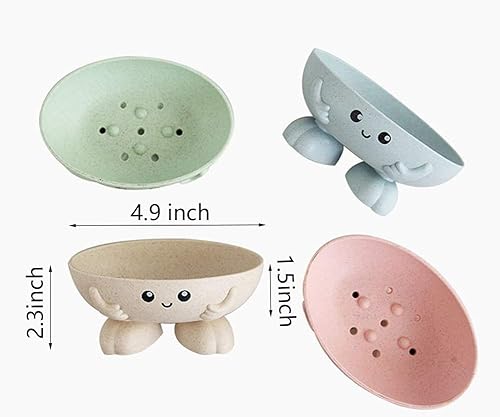 Miniatura 3 de Soporte para jabón, bonita caja de jabón de dibujos animados para baño y cocina, lavabo de bañera, diseño antideslizante, bonita jabonera (verde)