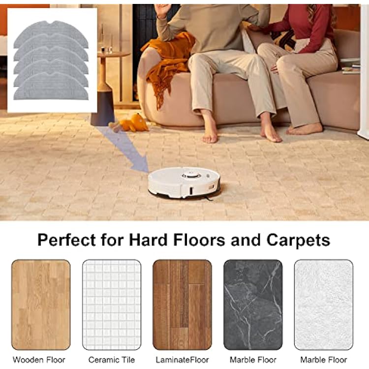 5 Pcs Mop Pads for Roborock S8 Pro Ultra Robot Vacuum, Washable Reusable Mopping Pad Replacement Accessories