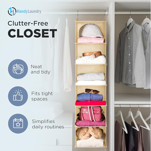 Handy-Laundry-Hanging-Closet-Organizer-6-Shelf-Storage-for-Clothes-Sweaters-Shoes-Accessories-Space-Saving-Wardrobe-Shelves-with-Hooks-for-Dorm-RV-Small-Closet-Organization-Beige