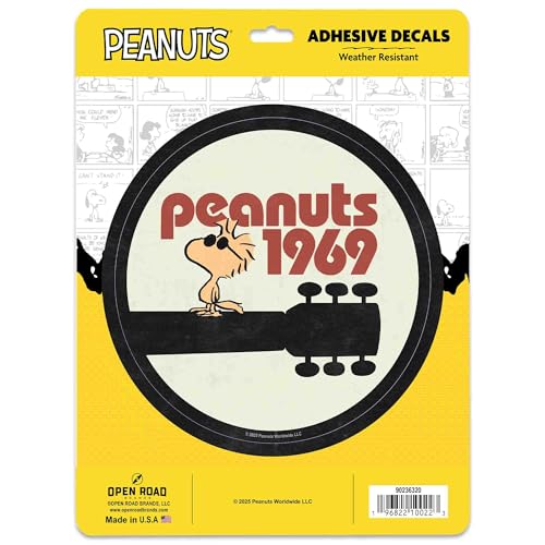 Image of Peanuts 1969 Guitar Adhesive Vinyl Decal | Iconic Peanuts Sticker for Record Player, Laptop, or Skateboard