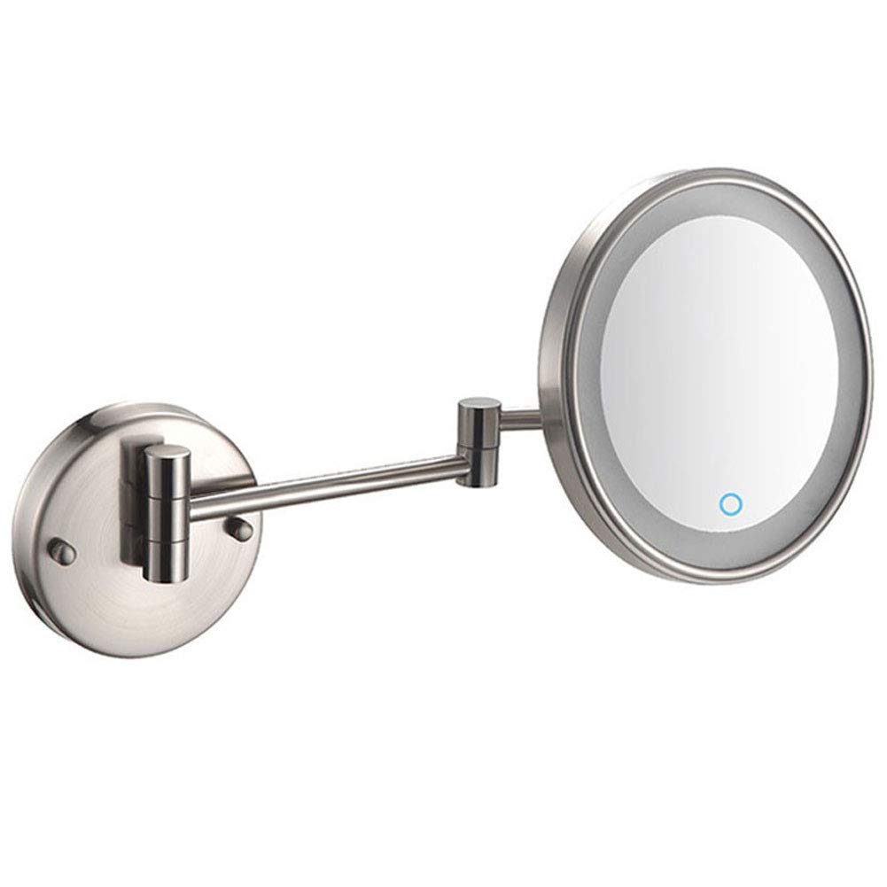 Miroir cosmétique LED extensible 8" fini nickel brossé haut de gamme