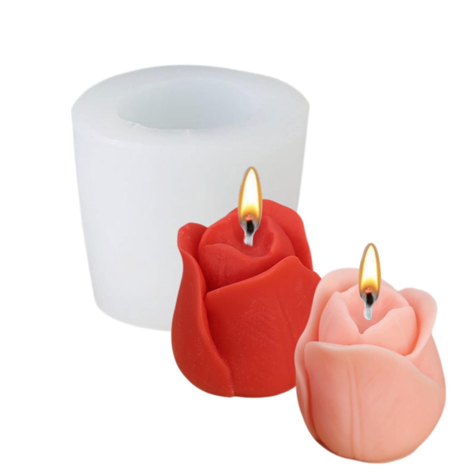 SOFTCREATO Tulip Rose Bud Flower Shape Candle Making Silicone Molds | Round 3D Rose Bloom Flower Candle Silicone Mould | for DIY Handmade Chocolate Mousse Dessert Soap Cake Aromatherapy Resin Art Craft Making Home Party Decoration (C)-picture-23