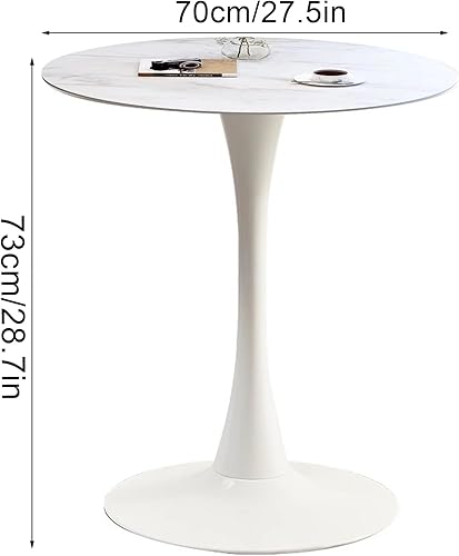 Miniatura 7 de Mesa de comedor redonda con parte superior de mármol sintético y base de pedestal, moderna mesa de ocio para bar, mesa auxiliar de espacio pequeño
