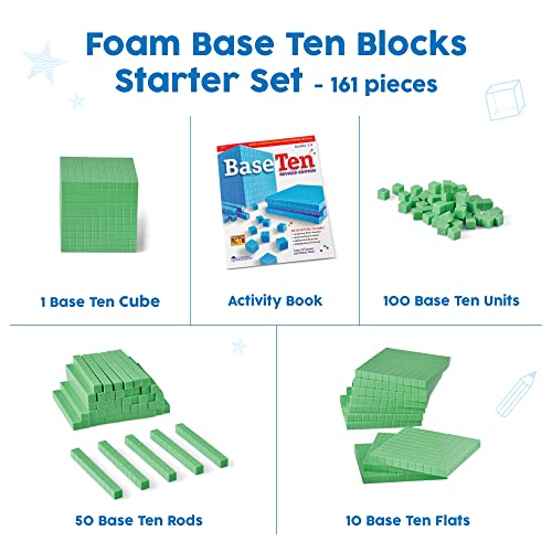 Image of ETA hand2mind Green ManipuLite Foam Base Ten Blocks, 161-Piece Starter Set