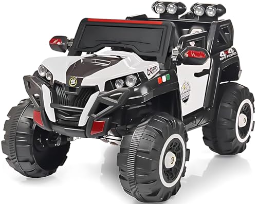 Image of Driving EV Cars for 1, 2, 3, 4, 5, 6 Years | Remote + Steering + Mobile App Control | Kids Jeeps (Jumbo Size KAB2188 [1-8 Year Kids], White)