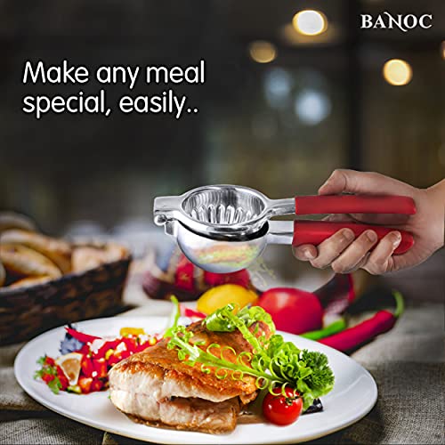 Red Citrus Press - Stainless Steel Manual Press Heavy Duty Lime , Lemon & Citrus Squeezer – Extra-Large Lime Press For Lemons And Oranges - Gift Of Lemon Zest Grater Included (Red) #TOP4