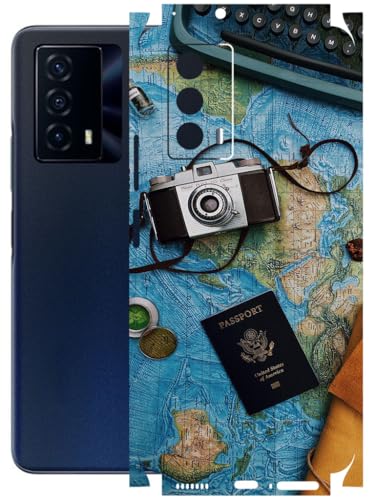 Image of AtOdds - Full Body Back Screen Guard Protector Film - Lamination Wrap Skin Sticker Compatible with IQOO Z5 | Scratchproof Matte Finish (Travel Map)