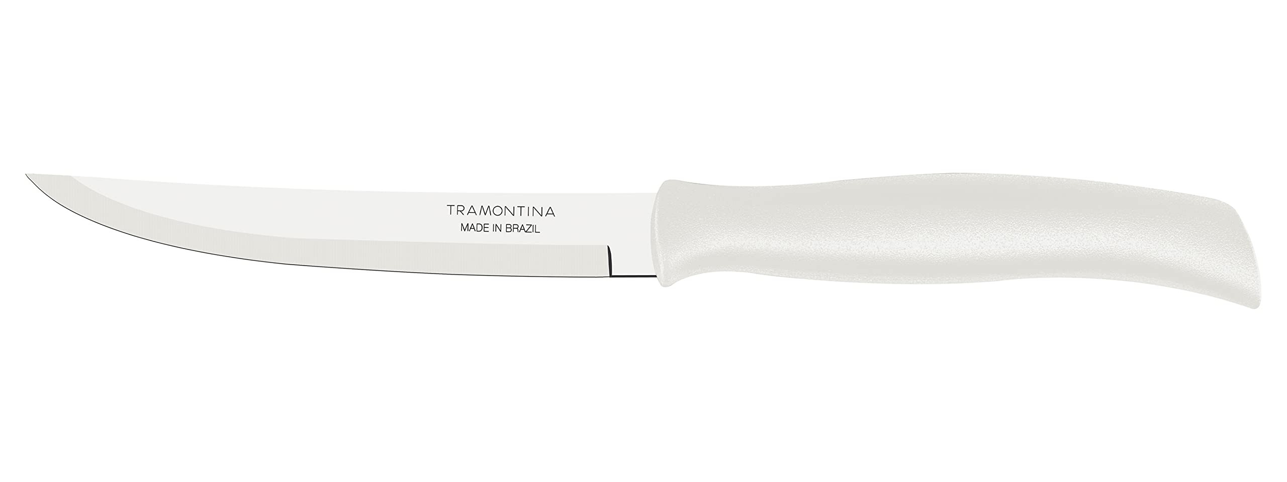 Tramontina Athus 5 Inches Steak Knife with Plain Edge Stainless Steel Blade and White Polypropylene Handle