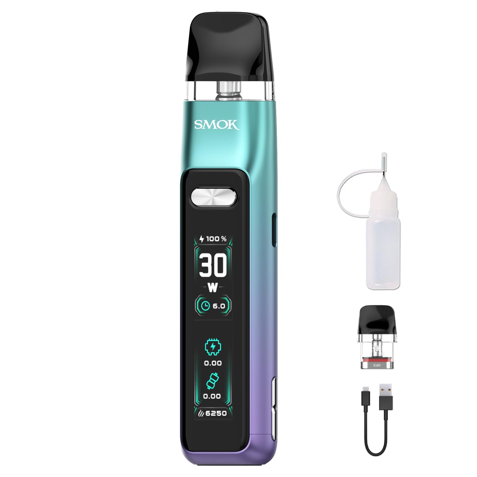 SMOK NOVO GT E-Zigarette Starterset, 30W Vape Kit mit 1300mAh Akku, Top-Fill Pod System, TFT Dual-Screen Display, Ohne E-Liquid, Ohne Nikotin (Blau Violett)