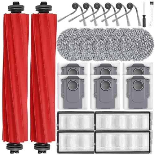 26 Stück Zubehör für Roborock QV 35A/QV 35S / QR598 / QR798 / Qrevo S Pro Saugroboter 2 Hauptbürste 6 Staubbeutel 6 Wischpads 4 HEPA-Filter 6 Seitenbürsten 1 Reinigungsbürste 1 Schraubendreher