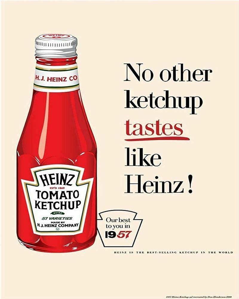 Krouterebs New Tin Sign Heinz Tomato Ketchup Metal Tin Sign Rustic Wall Decor Suitable For Home And Kitchen Bar Man Cave Cafe Garage Wall Decor Retro Vintage 12X8 Inch