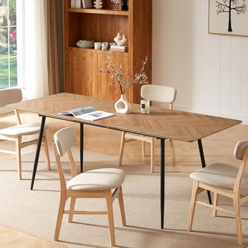 CASABEL - Table à Manger Extensible avec Rallonge intégrée - Style Parisien - Grande Capacité - Plateau de 160 à 200 cm - 6 à 8 Personnes - Pieds Fins en...
