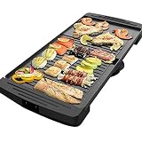 FYBOOR Plancha Eléctrica para Cocinar Antiadherente, Plancha De Asar Electrica Parrilla Plancha Grill Sin Humo 1700W,...