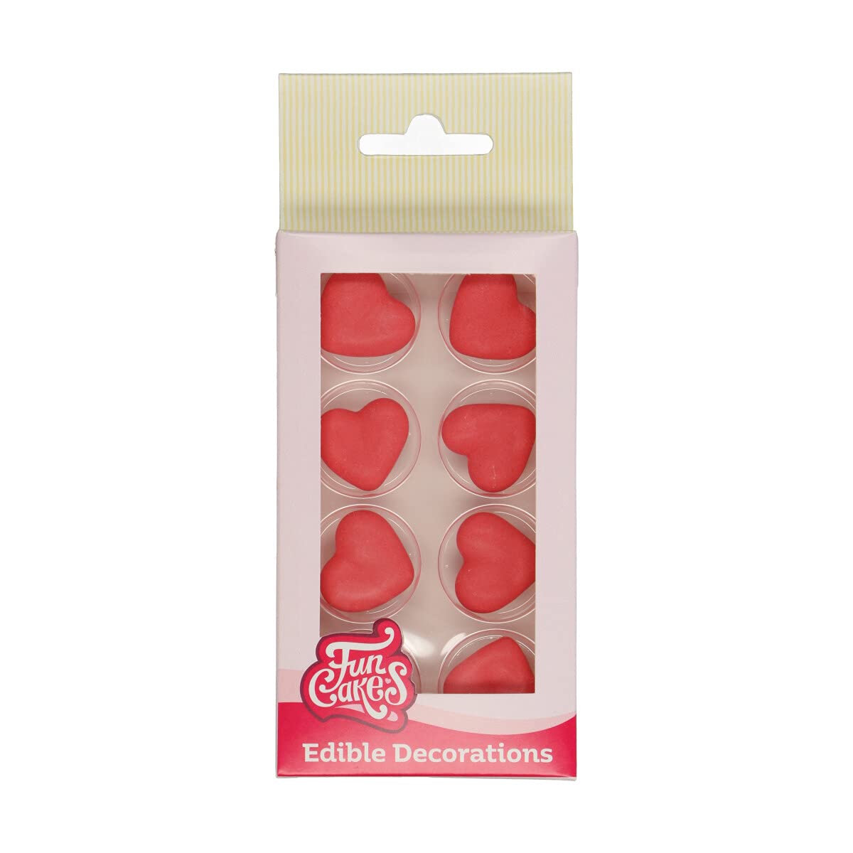 FunCakes Sugar Decorations Heart Red: Ready to Use for Cake Decoration, Perfect for Cupcakes, Muffins and more, Glutenfree certified, Set/8