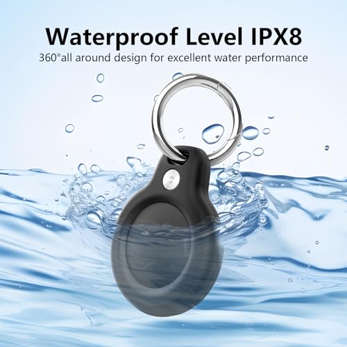 LETREEN Air Tag Anhänger - 2er Pack wasserdichte Air Tag Hülle mit Schlüsselanhänger für Apple Air Tag - Schwarz