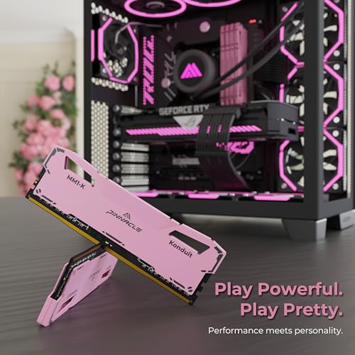 Image of Timetec Pinnacle Konduit 32GB KIT(4x8GB) DDR4 3200MHz PC4-25600 CL16-18-18-38 XMP2.0 Overclocking 1.35V Compatible for AMD and Intel Desktop Gaming PC Memory Module RAM - Pink