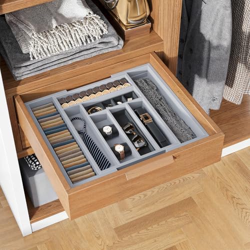 Organizador de cajones de bambú Pipishell ajustable para cubiertos 8
