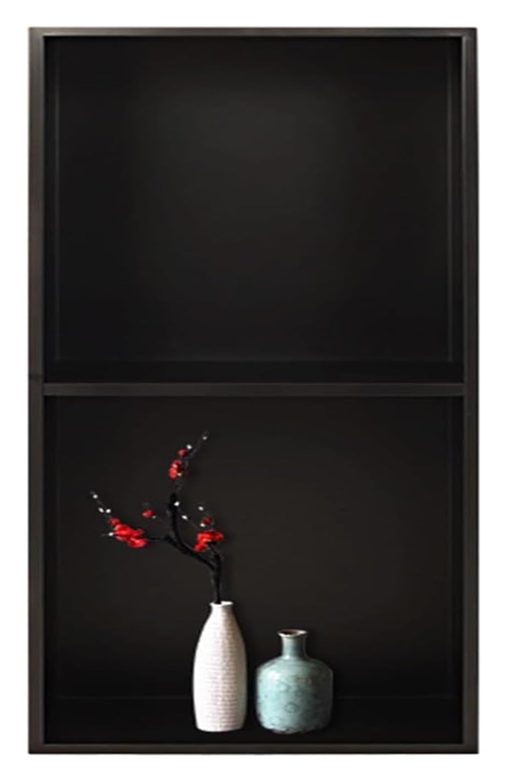 QUSYZD Stainless Steel Bathroom Niche, Square Storage Shower Shelf, Wall-Inserted Recessed Room Shelf for Shampoo Toiletries, Easy to Install,Gray,32x32x12.5cm,Black-70x28x12.5cm