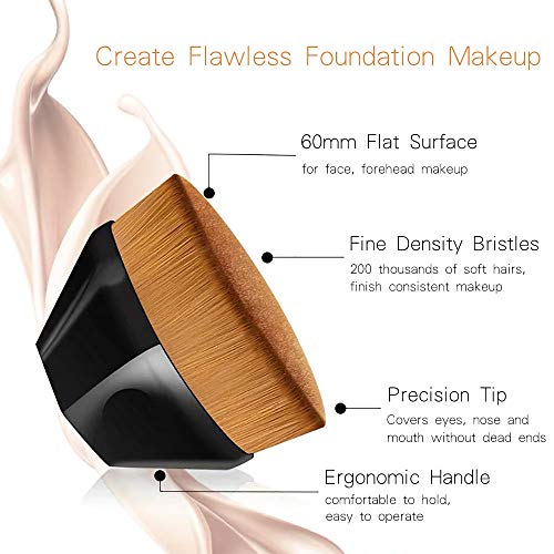 Makeup Foundation Brush Kabuki Brush Cosmetics Make Up Tool for Flawless Powder Foundation Blending Liquid (Black)