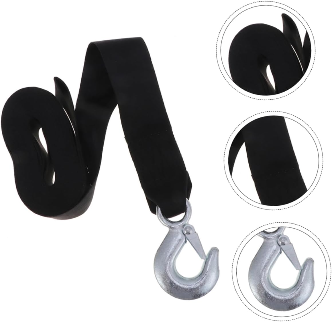 Winch Strap for Trailer and Use Durable Black Safety Rope with Hook Pulling Capacity Compatible with Hand and Electric Winches